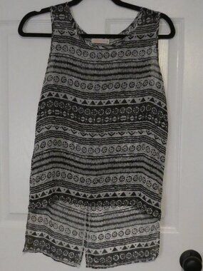 ARDENE Tribal Geometric Print High Low Tank Top - size small
